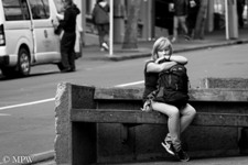 Queen Street Auckland city, black and white photo by Mike Wheelton